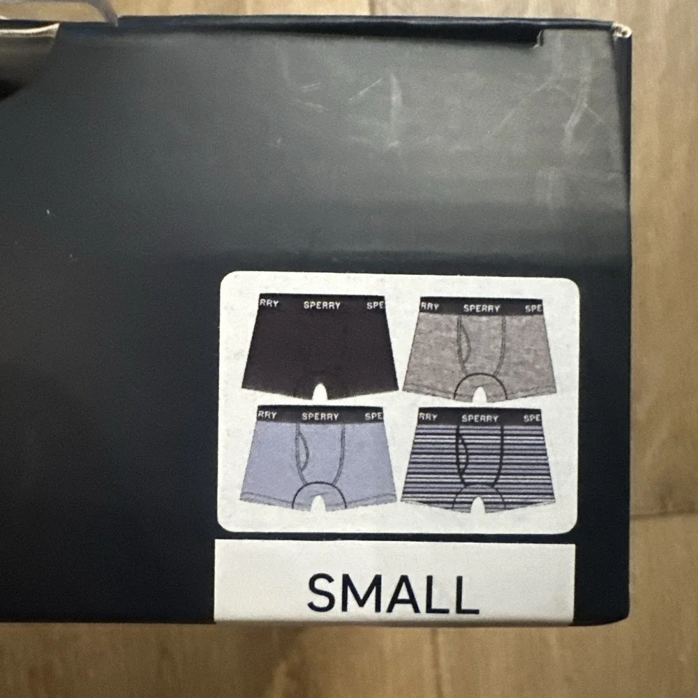 Sperry‎ Men's Boxer Briefs Premium Cotton 4 Pack Blue/Gray Small 27-29 NIB